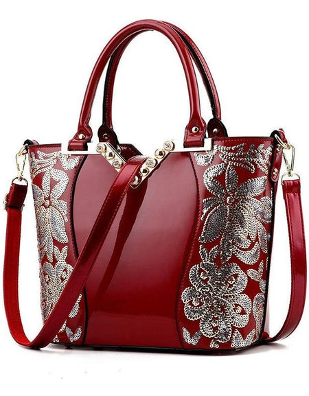 Elegant Embroidered PU Leather Handbag for Women by Your Brand Name