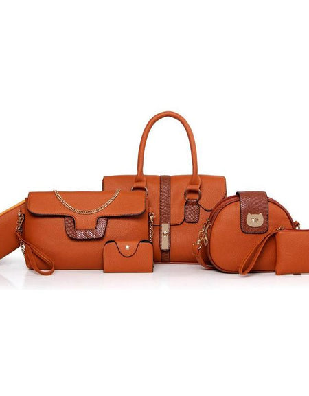 Designer Six-Piece Snake-Print Handbag Set for All Occasions