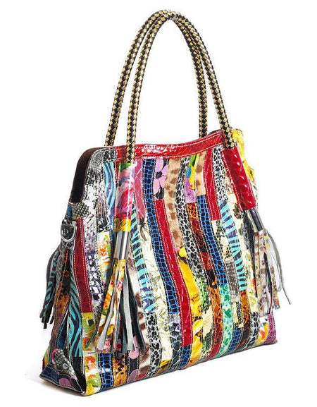 Designer Handbags European and American Lady's Portable Striped Handbag