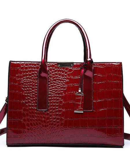 Crocodile Elegance: European Style Solid Color Handbag