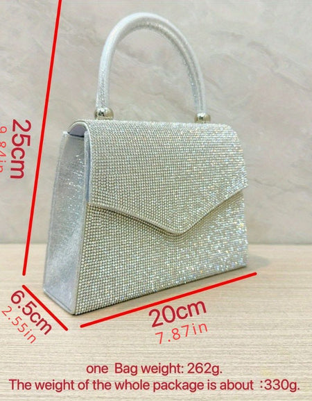 Evening Bag Clutch Purses for Women, Rhinestone silver dinner handbag