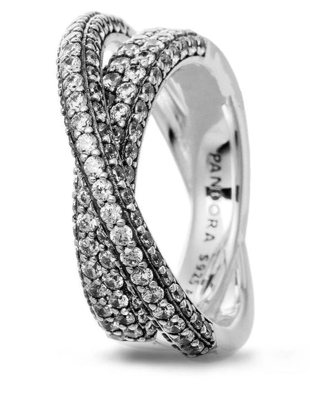 PANDORA Mod. TIMELESS PAVÉ CROSSOVER DUAL BAND RING-0
