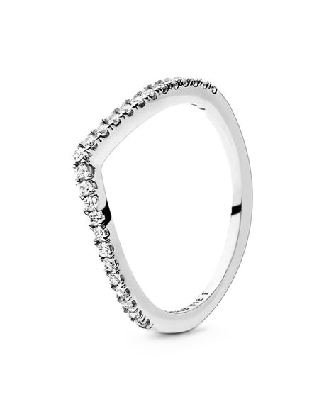 PANDORA JEWELS Mod. WISHBONE SILVER - RING WITH CLEAR CUBIC ZIRCONIA - Size 58-0
