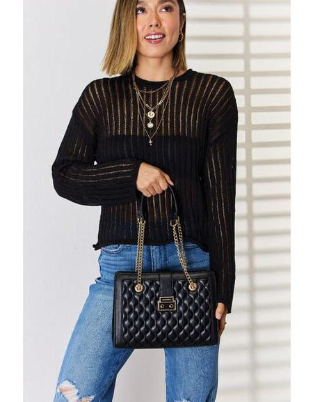 David Jones Quilted PU Leather Handbag