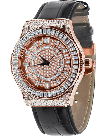 Conspicuous Bling Leather Watch - A Timeless Masterpiece