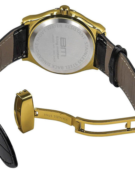 Palatial Bling Leather Watch - A Statement of Elegance