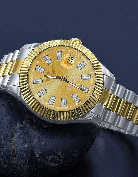 Bling Master Cosmic Steel CZ Watch - A Symphony of Elegance