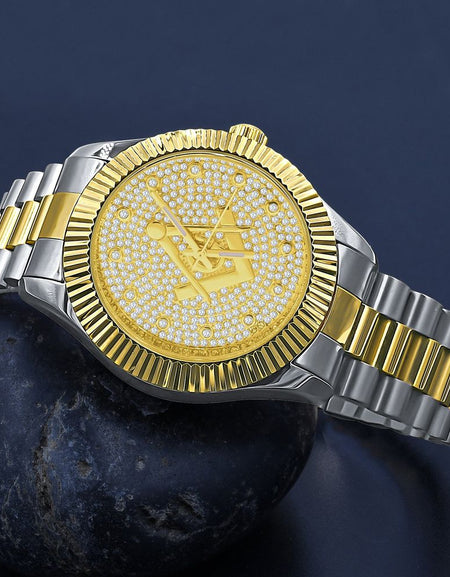 ARIES MASONIC ICED OUT HIP HOP METAL WATCH | 5629942