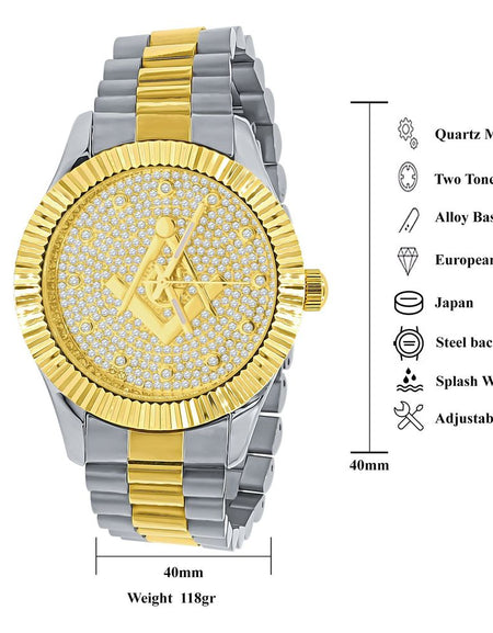 ARIES MASONIC ICED OUT HIP HOP METAL WATCH | 5629942
