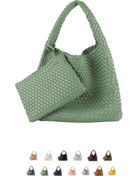 Commuter Hobo Bag Large Woven Purse 2 in 1