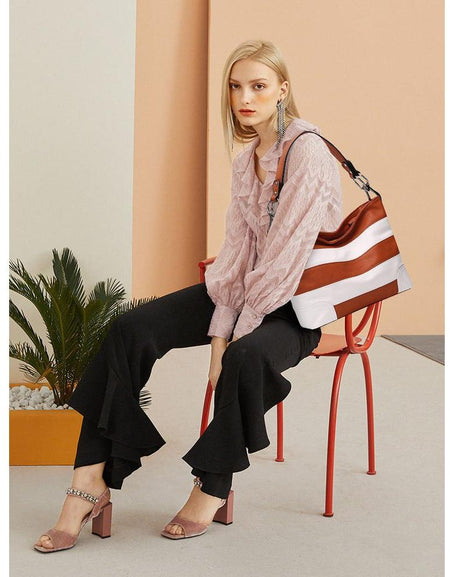 MKF Collection Emily Soft Vegan Leather Stripe Hobo Bag by Mia K