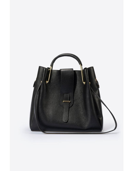 DIONE NERO - Exquisite Italian Grain Leather Top Handle Bag