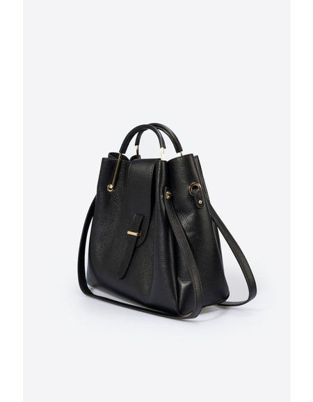 DIONE NERO - Exquisite Italian Grain Leather Top Handle Bag