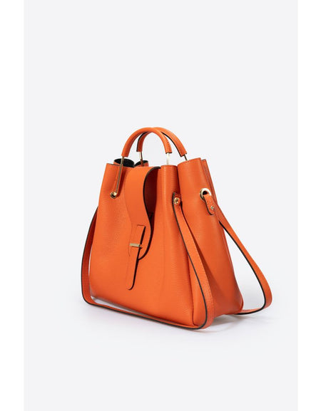 DIONE PAPAYA - Exquisite Grain Leather Top Handle Bag