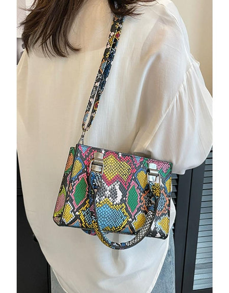 Snakeskin Print PU Leather Handbag
