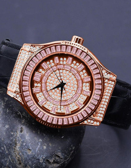 Conspicuous Bling Leather Watch