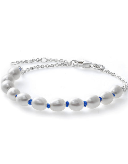 PANDORA JEWELS Mod. TREATED FRESHWATER CULTURED PEARL BLUE CORD - Size 18 ***SPECIAL PRICE***-0
