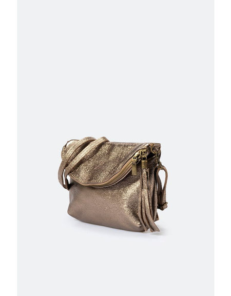 AGATA METAL GUN: Elegant Full Grain Calfskin Leather Shoulder Bag