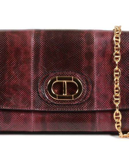 Firenze Python Clutch - Exquisite Elegance in Bordeaux and Black