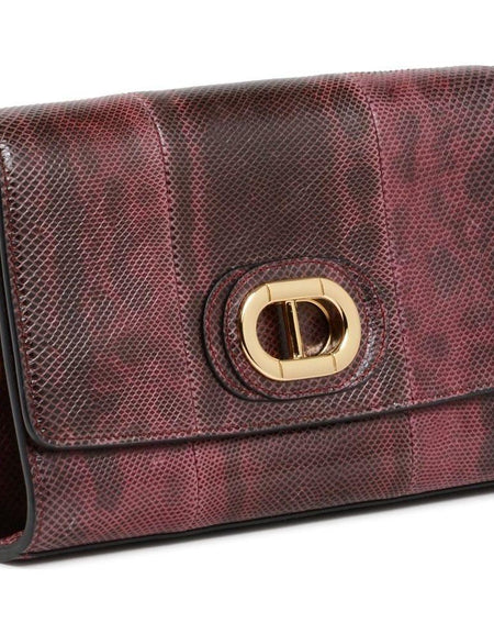 Firenze Python Clutch - Exquisite Elegance in Bordeaux and Black