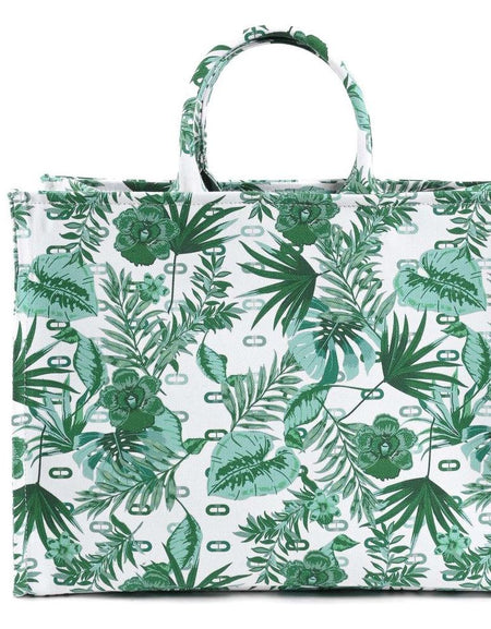 Dee Canvas Tote - Exquisite Green Elegance