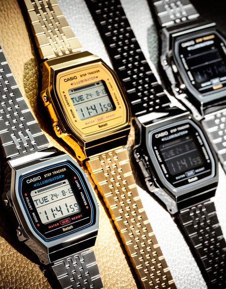 CASIO VINTAGE Mod. BLUETOOTH® SMARTPHONE LINK - SILVER - built-in accelerometer senses body movements + steps counter-1