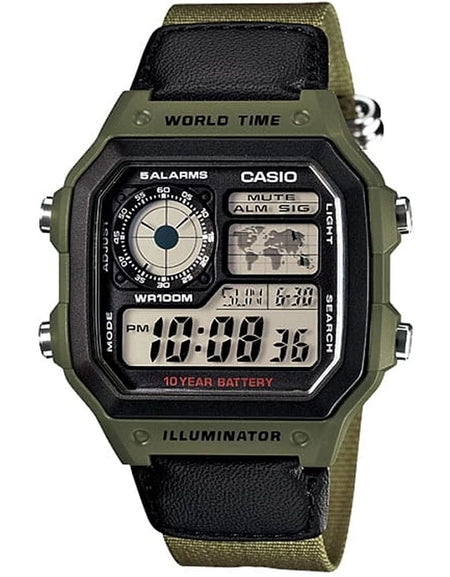CASIO SPORT Mod. DIVER - WORLD TIME ILLUMINATOR 5 ALARMS - FUTURE CLASSIC COLLECTION - KAKHI GREEN-0