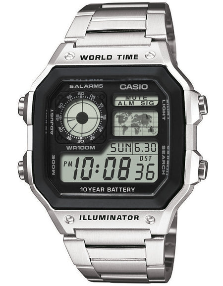 CASIO SPORT Mod. WORLD TIME ILLUMINATOR 5 ALARMS - FUTURE CLASSIC COLLECTION - BLACK STEEL-0