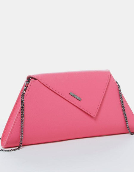 Angelica Hot Pink Leather Clutch Bag