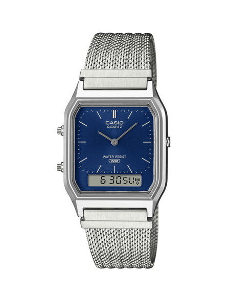 CASIO VINTAGE Mod. EDGY COLLECTION SUNRAY DIAL - MESH STRAP, BLUE-0