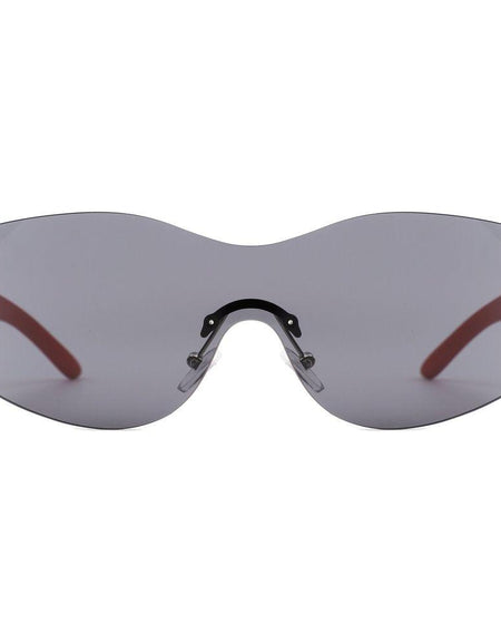Spark - Sleek Rimless Double Star Fashion Shield Sunglasses