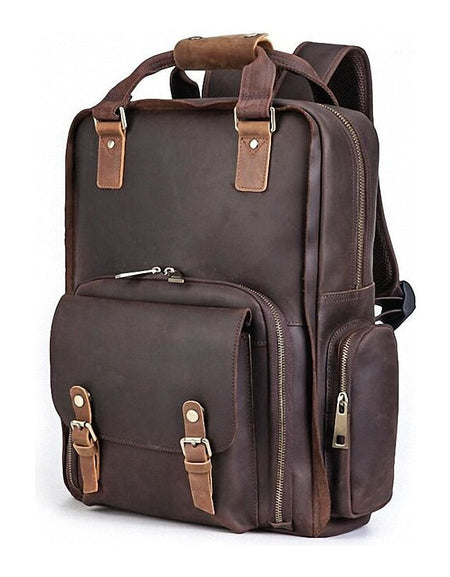 The Gaetano | Large Leather Backpack Camera Bag with Tripod Holder