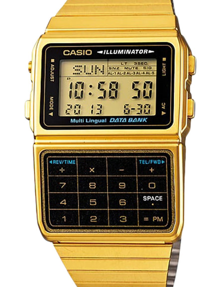 CASIO VINTAGE Mod. DATABANK CALCULATOR. GOLD - BLACK-0