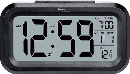 ELITE Sveglia digitale con luce LED automatica (sensore crepuscolare) - NERO - Digital alarm clock with automatic LED light (twilight sensor) - BLACK-0