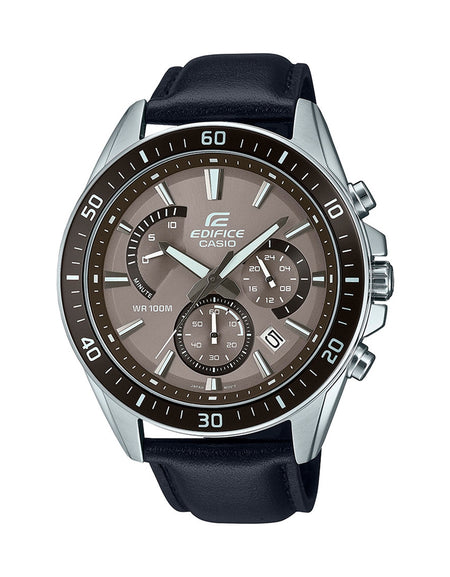 CASIO EDIFICE Mod. RETROGRADE CHRONOGRAPH XL LEATHER - TAN BLACK-0
