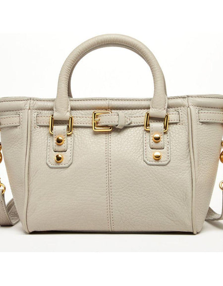 SUSU The Emma Leather Satchel Bag in Grayish Beige
