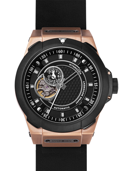 Vento Black Rose Gold Leather Watch
