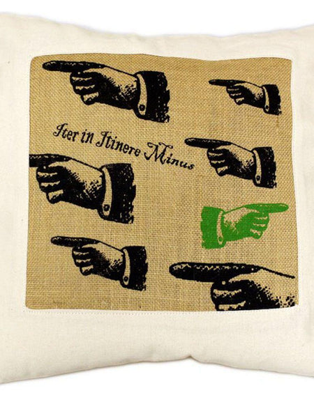 CUSCINI LETTERARI - Copricuscino in Juta lavata / Cotton pillow case e Juta lavata ITER IN ITINERE MINUS - Size 40x40cm-0