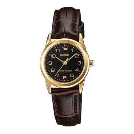 CASIO COLLECTION Mod. LADY 3H GOLD, LEATHER - BLACK-0