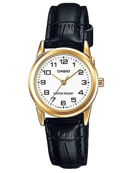 CASIO COLLECTION Mod. LADY 3H GOLD, LEATHER - WHITE-0
