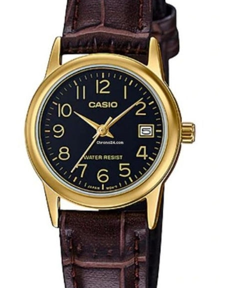 CASIO COLLECTION Mod. LADY DATE GOLD. LEATHER - BLACK-0