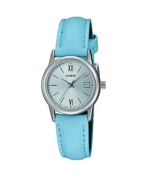 CASIO COLLECTION Mod. LADY DATE SILVER. LEATHER - LIGHT BLUE-0