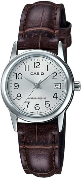 CASIO COLLECTION Mod. LADY DATE SILVER. LEATHER - ARGENTEE-0
