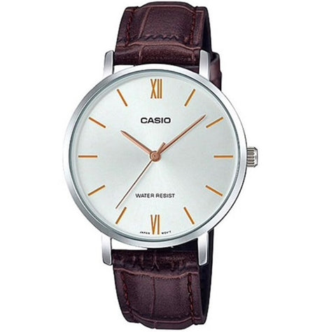 CASIO COLLECTION Mod. MINIMAL. LEATHER - SILVER-0