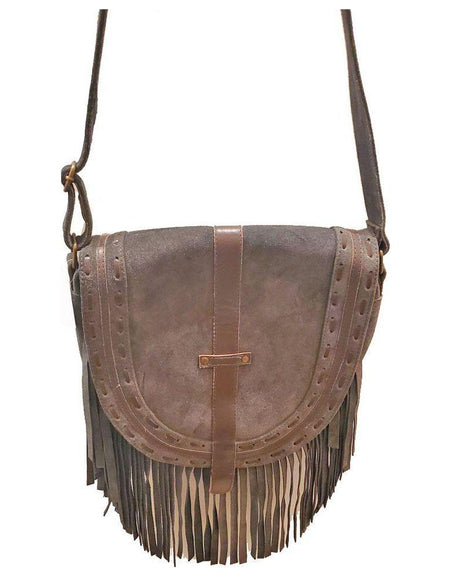 Leather Boho Fringe Suede Tassel Crossbody Bag with Adjustable