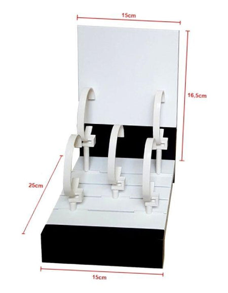 5 WATCHES DISPLAY 1 LEVEL 15X16.5 + 6 PLASTIC STANDS LACQUERED WOOD - MADE IN ITALY-0