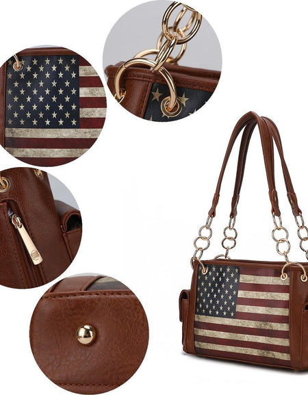 Alaina Vegan Leather Women Flag Shoulder Bag