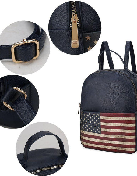 Briella Vegan Leather Women FLAG Backpack