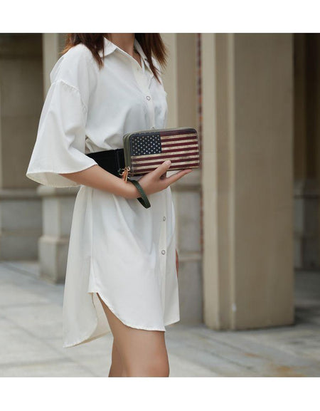 MKF Collection Uriel Vegan Leather Women FLAG Wristlet Wallet