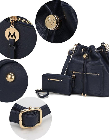 Larissa Vegan Leather Women Bucket Bag with Wallet - A Blend of Elegance and Practicality